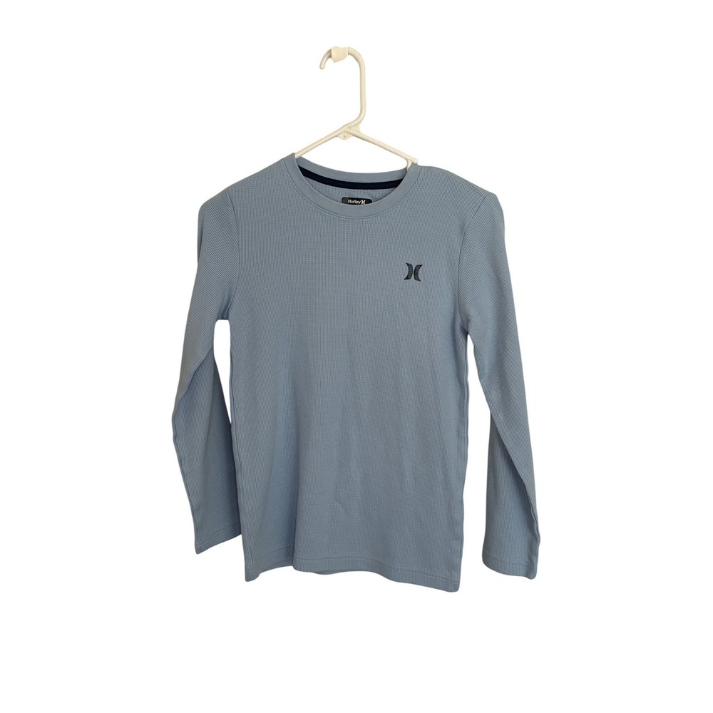 Hurley Boys Long Sleeve Shirt 10/12 – Light Blue Logo Tee – Casual Surfcore